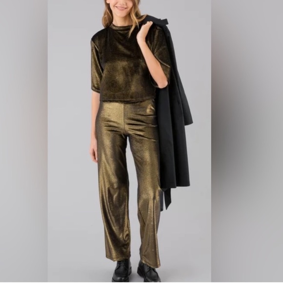 Joie metallic gold dressy wide leg pants. Holiday Parties NWT Size 4